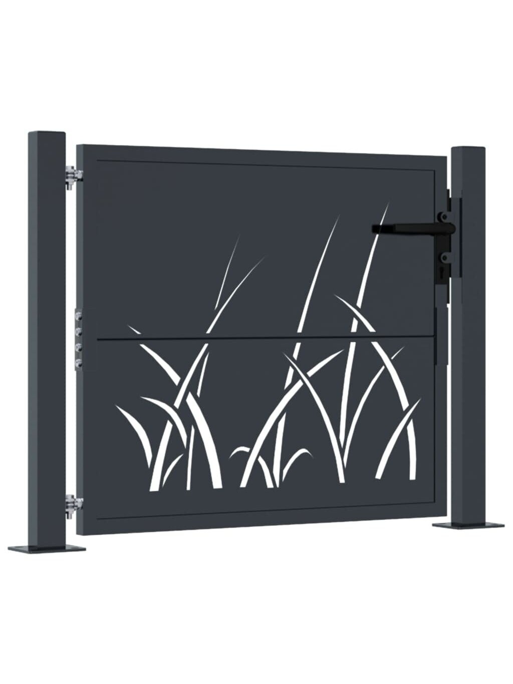 Brama ogrodowa, antracyt, 105x105 cm, stal, wzór trawy 1