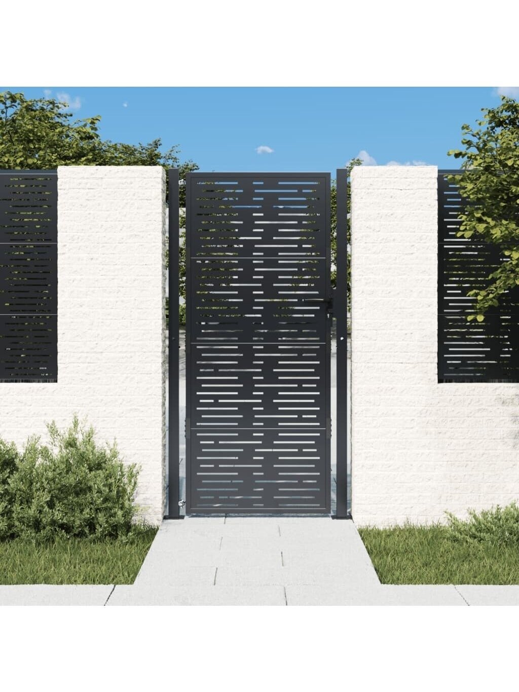 Garden gate, anthracite, 105×205 cm, steel, square design