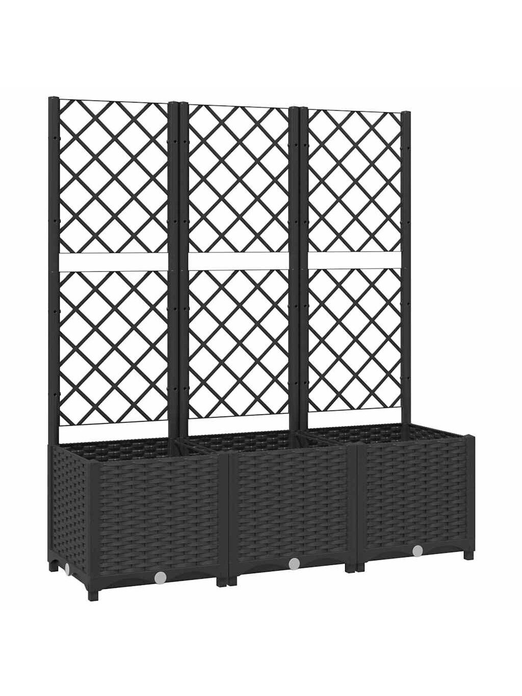 Sodo vazonas su grotelėmis, juodas, 120x40x136 cm, PP 1