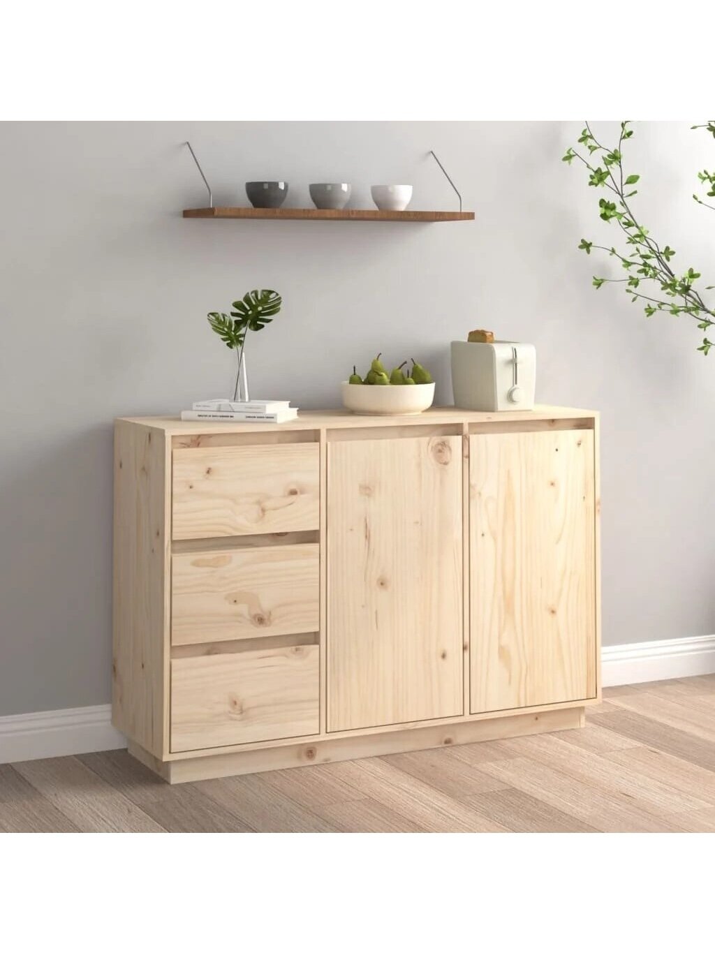 Side cabinet, 111x34x75 cm, solid pine wood