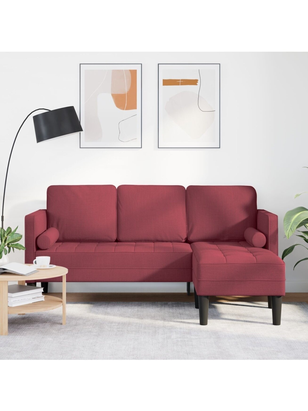 Sofa set, wine red, 173 x 131 x 67 cm, fabric