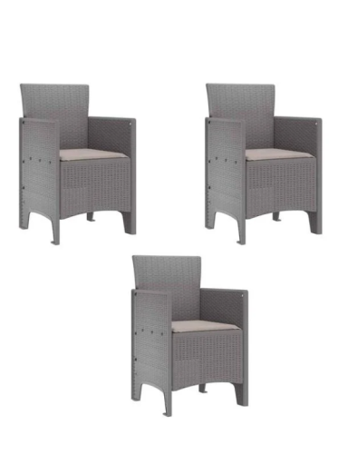 Garden chairs, 3 pcs, light grey, polypropylene