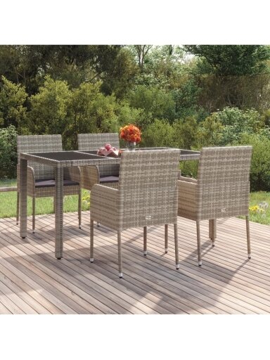 Garden chairs with cushions, 4 pcs, grey, poly rattan