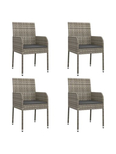 Garden chairs with cushions, 4 pcs, grey, poly rattan