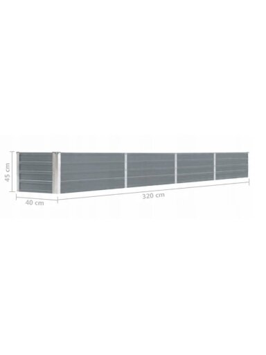Sodo lovelis, pilkas,  320 cm x 40 x 45 cm