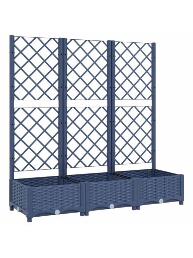 Garden planter with trellis, blue-grey, 120 × 40 × 121.5 cm, PP