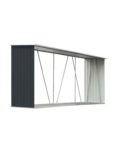 Garden Log Storage Shed, Anthracite, 330 × 84 × 152 cm, Galvanized Steel