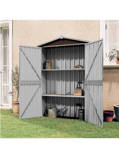 Garden Shed, Brown, 116 × 45 × 175 cm, Galvanized Steel