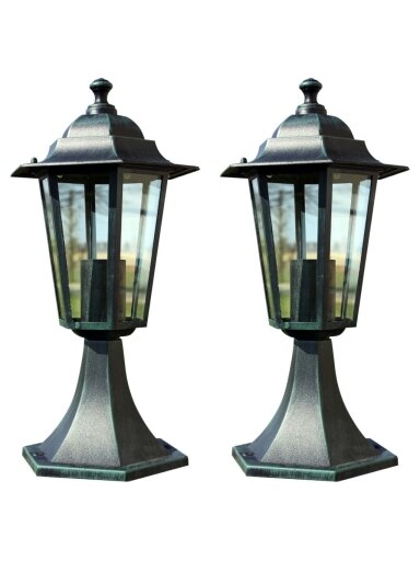 Garden lights, 2 pcs, dark green/black, aluminum (2x40249)