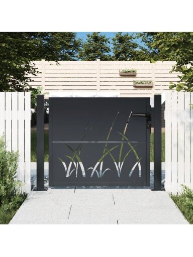 Garden gate, anthracite, 105x105 cm, steel, grass design