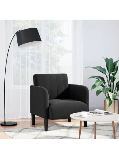 Sofa-fotelis su porankiais, juodas, 54 cm, aksomas