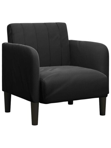 Sofa-fotelis su porankiais, juodas, 54 cm, aksomas