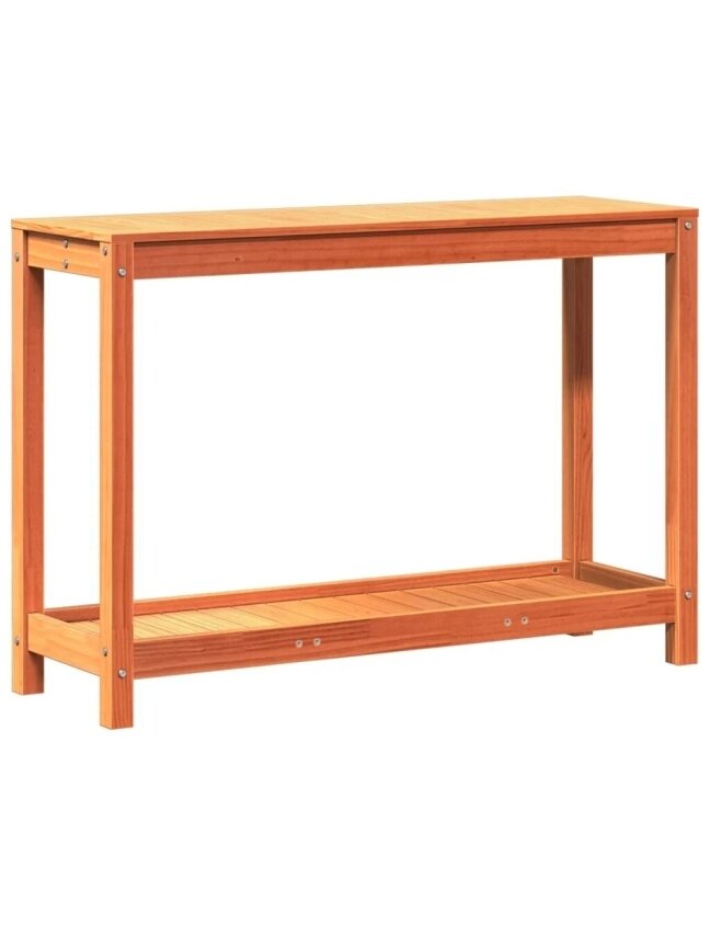 Taimetöölaud riiuliga, vahapruun, 108×35×75 cm, mänd 2