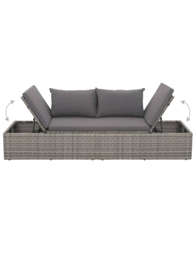 Garden lounger, gray, 195 x 60 cm, poly rattan 3 Garden lounger, gray, 195 x 60 cm, poly rattan 3