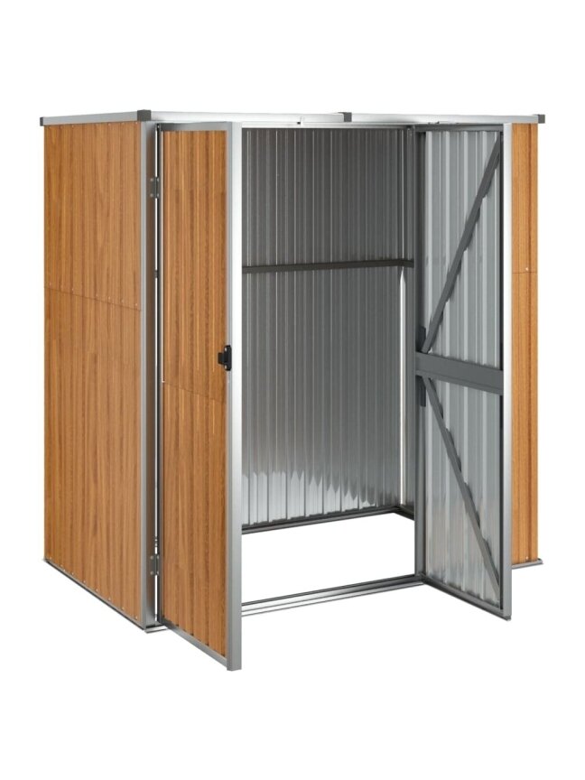 Garden tool shed, brown, 161×89×161 cm, galvanized steel 3