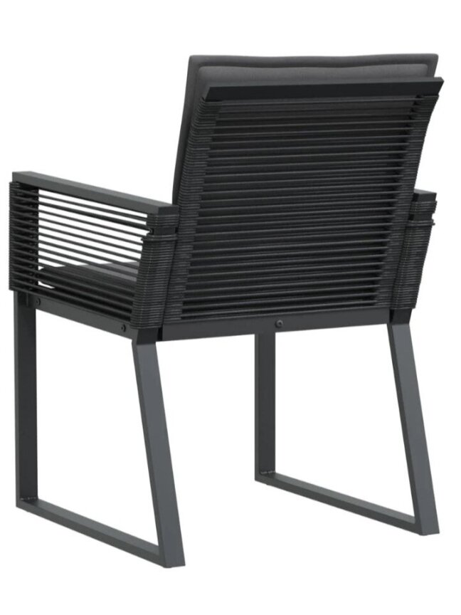 Garden chairs with cushions, 4 pcs, black, poly rattan 5