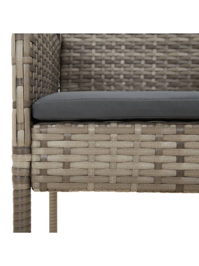 Garden chairs with cushions, 4 pcs, grey, poly rattan 4 Garden chairs with cushions, 4 pcs, grey, poly rattan 4