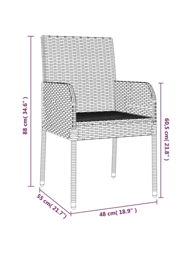 Garden chairs with cushions, 4 pcs, grey, poly rattan 5 Garden chairs with cushions, 4 pcs, grey, poly rattan 5