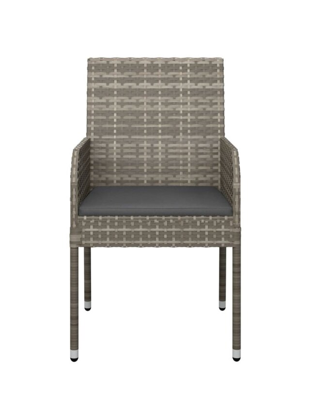 Garden chairs with cushions, 4 pcs, grey, poly rattan 8 Garden chairs with cushions, 4 pcs, grey, poly rattan 8