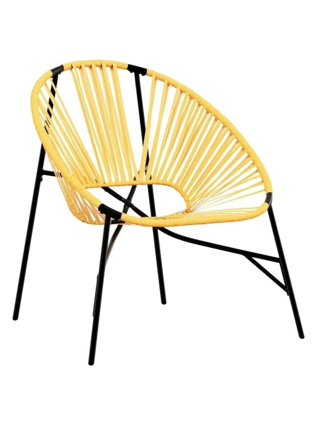 Garden Chair Set 3 pcs Black and Yellow Poly Rattan 2