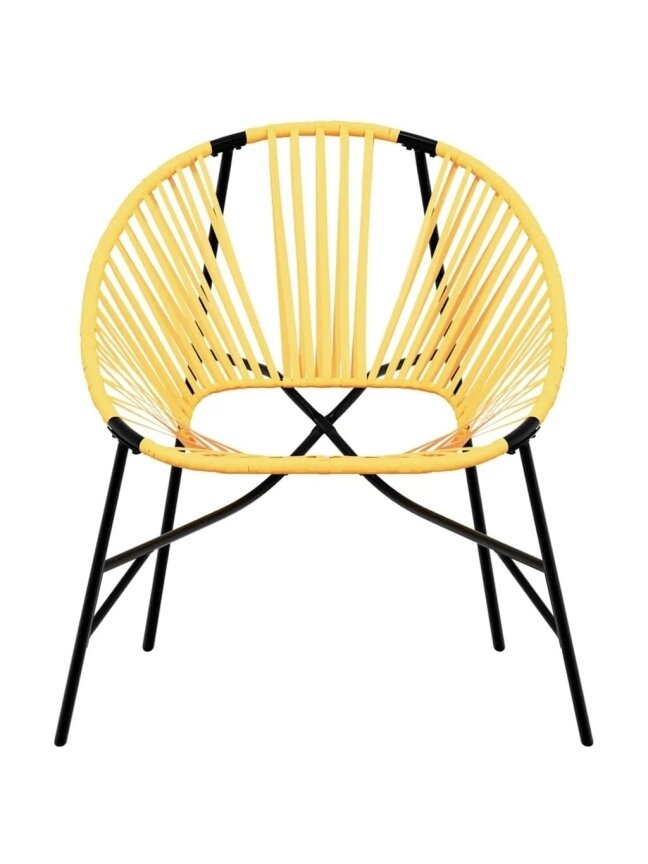 Garden Chair Set 3 pcs Black and Yellow Poly Rattan 4