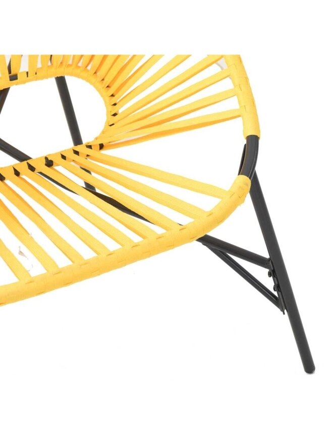 Garden Chair Set 3 pcs Black and Yellow Poly Rattan 7