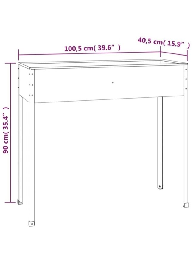 Aedkast, antratsiit, 100,5 × 40,5 × 90 cm, tsingitud teras 5