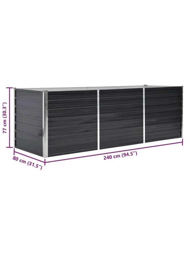 High garden planter, anthracite, 240 × 80 × 77 cm, steel 7 High garden planter, anthracite, 240 × 80 × 77 cm, steel 7