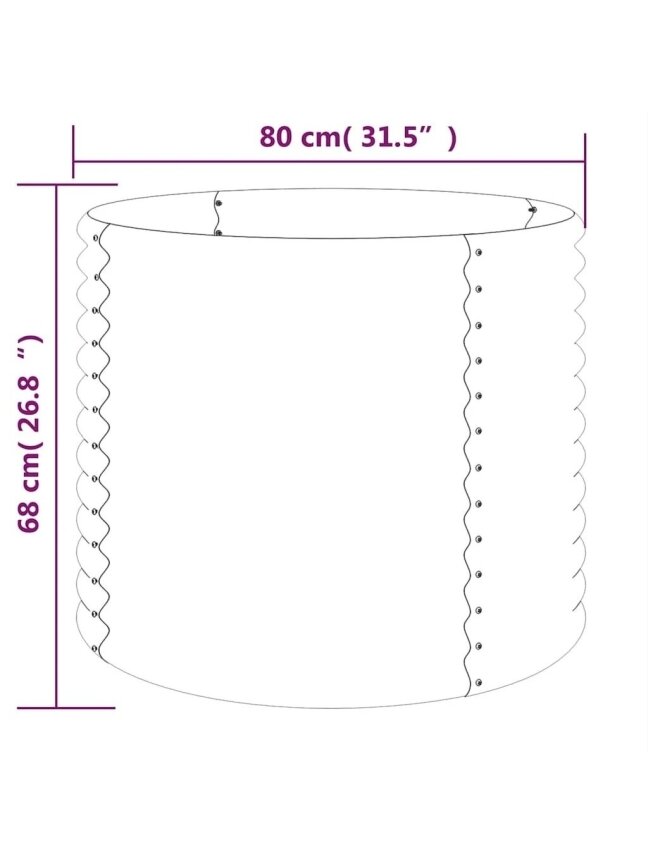 Garden bed, anthracite, 80x80x68 cm, galvanized steel 3