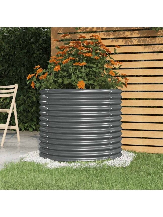 Garden bed, anthracite, 80x80x68 cm, galvanized steel