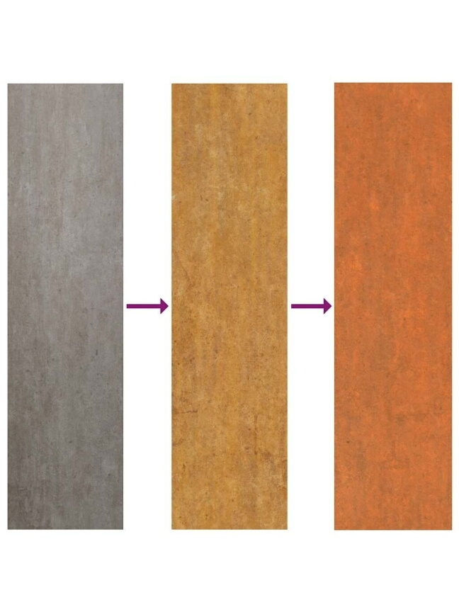 Sodo lovelis, rūdžių spalvos, 320x40x77 cm, Corten plienas 5