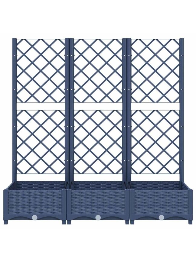 Garden planter with trellis, blue-grey, 120 × 40 × 121.5 cm, PP 3