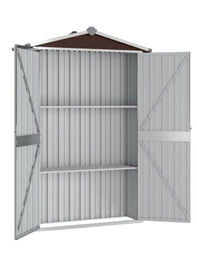 Garden Shed, Brown, 116 × 45 × 175 cm, Galvanized Steel 3