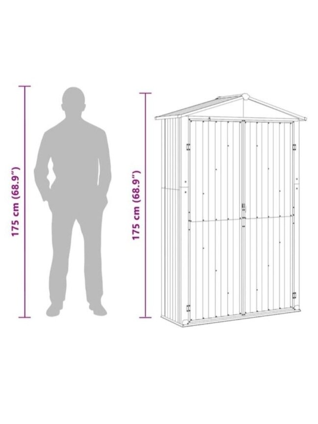 Garden Shed, Brown, 116 × 45 × 175 cm, Galvanized Steel 9
