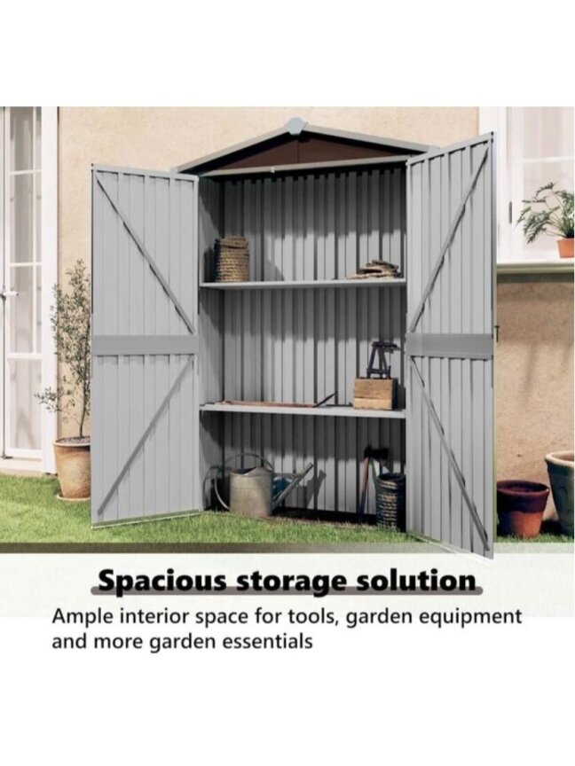 Garden Shed, Brown, 116 × 45 × 175 cm, Galvanized Steel 11