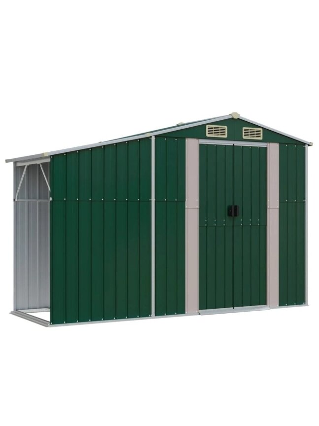 Garden shed, green, 277 × 93 × 179 cm, galvanized steel 1 Garden shed, green, 277 × 93 × 179 cm, galvanized steel 1