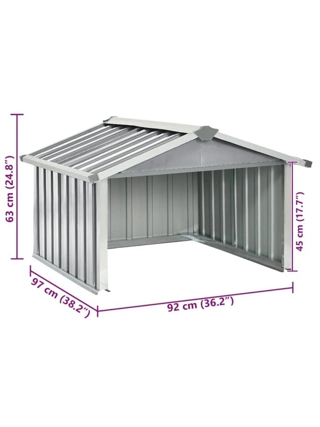 Garaż Do Robota-Kosiarki, Szary, 92x97x63 cm, Stal 8