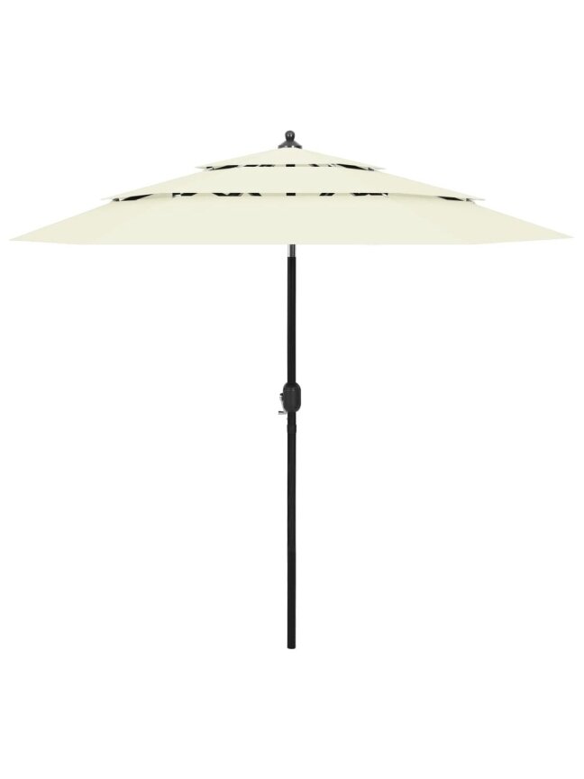 Parasol ogrodowy z aluminiowym słupkiem, kolor piaskowy, 2,5 m, 3 wysokości
