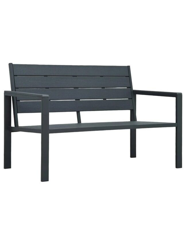 Garden bench, grey colour, 120 cm, HDPE, wood imitation.