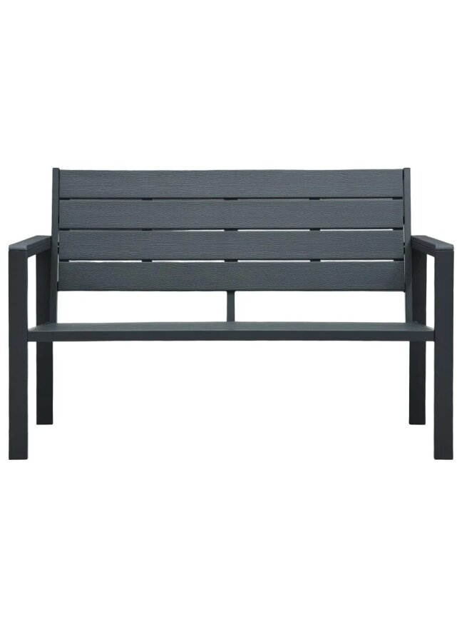 Garden bench, grey colour, 120 cm, HDPE, wood imitation. 2
