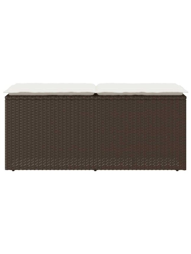 Garden bench with cushion, brown, 110 x 40 x 44 cm, poly rattan 3