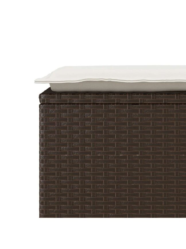 Garden bench with cushion, brown, 110 x 40 x 44 cm, poly rattan 6