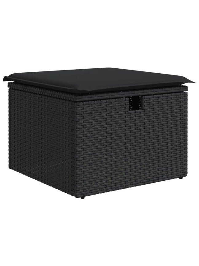 Aiatumba koos padjaga, must, 55 × 55 × 37 cm, polürattan