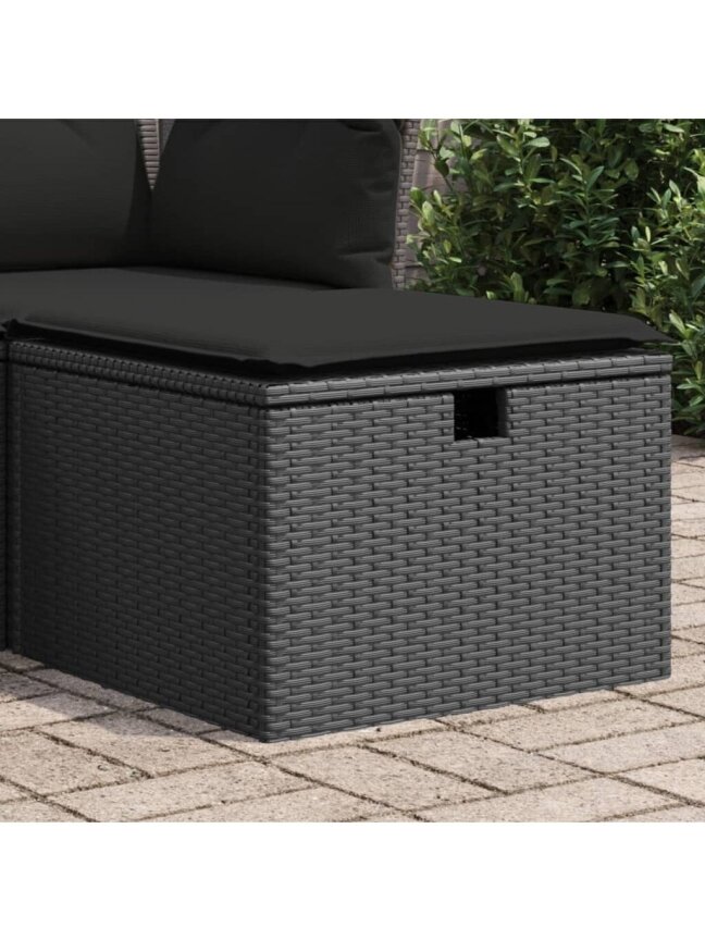Aiatumba koos padjaga, must, 55 × 55 × 37 cm, polürattan 1