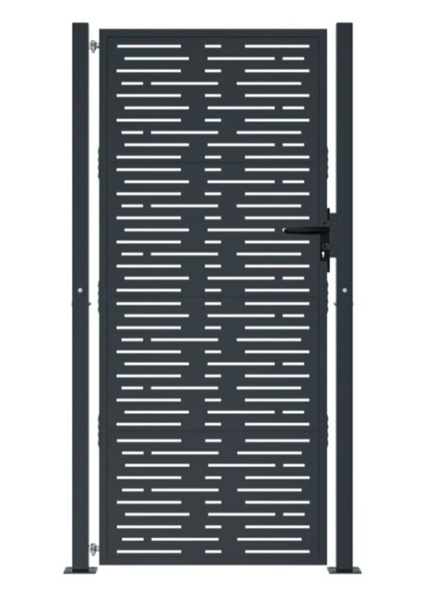Garden gate, anthracite, 105×205 cm, steel, square design 3
