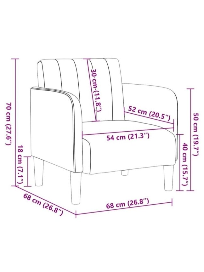 Sofa-fotelis su porankiais, juodas, 54 cm, aksomas 7