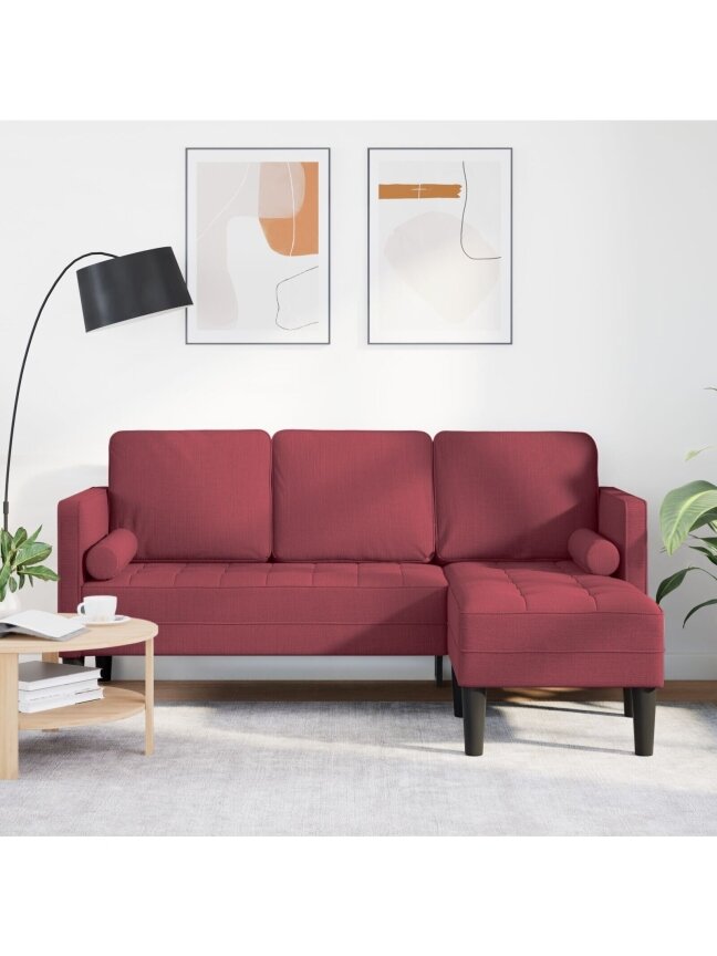Sofa set, wine red, 173 x 131 x 67 cm, fabric