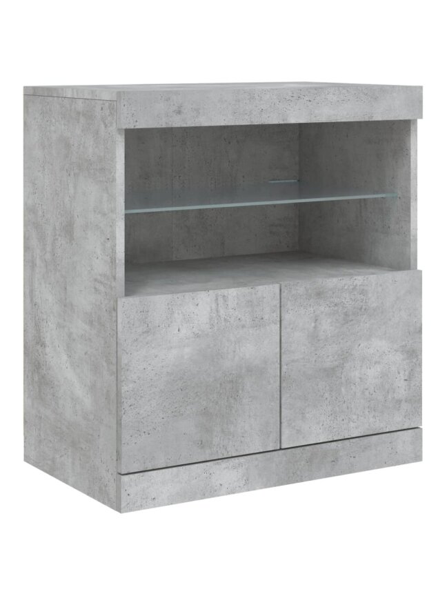 Šoninė spintelė su LED lemputėmis, betono pilka, 60x37x67cm 3