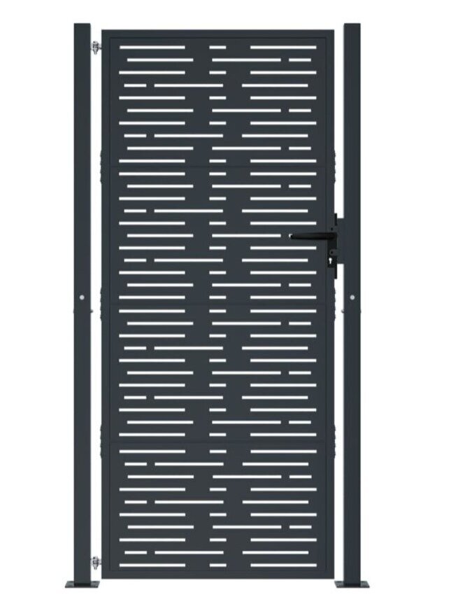 Garden gate, anthracite, 105×205 cm, steel, square design 3