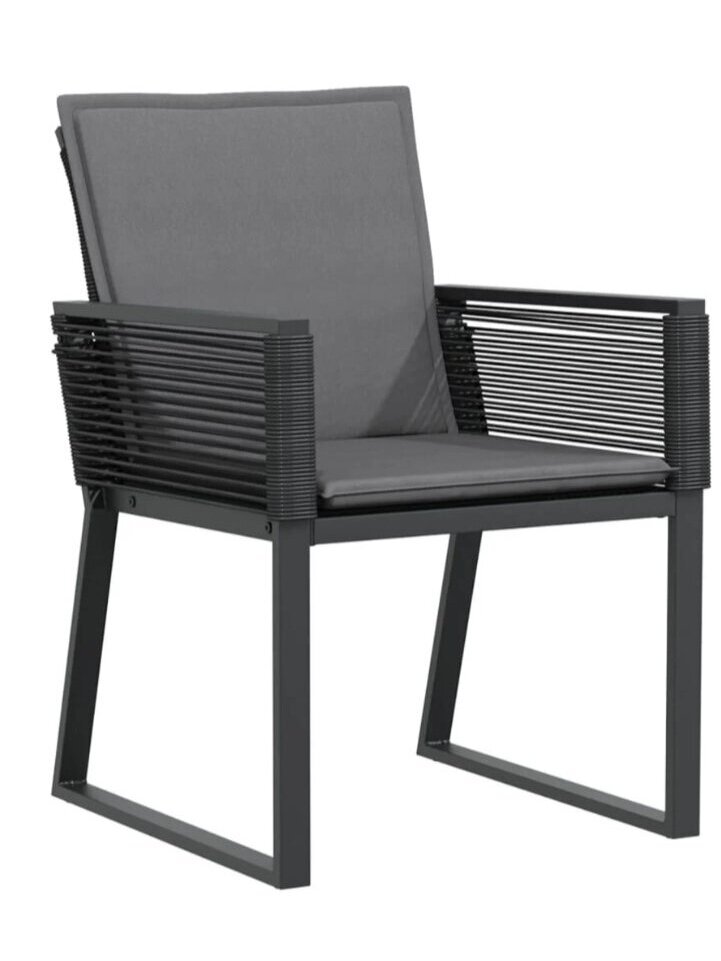 Garden chairs with cushions, 4 pcs, black, poly rattan 2 Garden chairs with cushions, 4 pcs, black, poly rattan 2